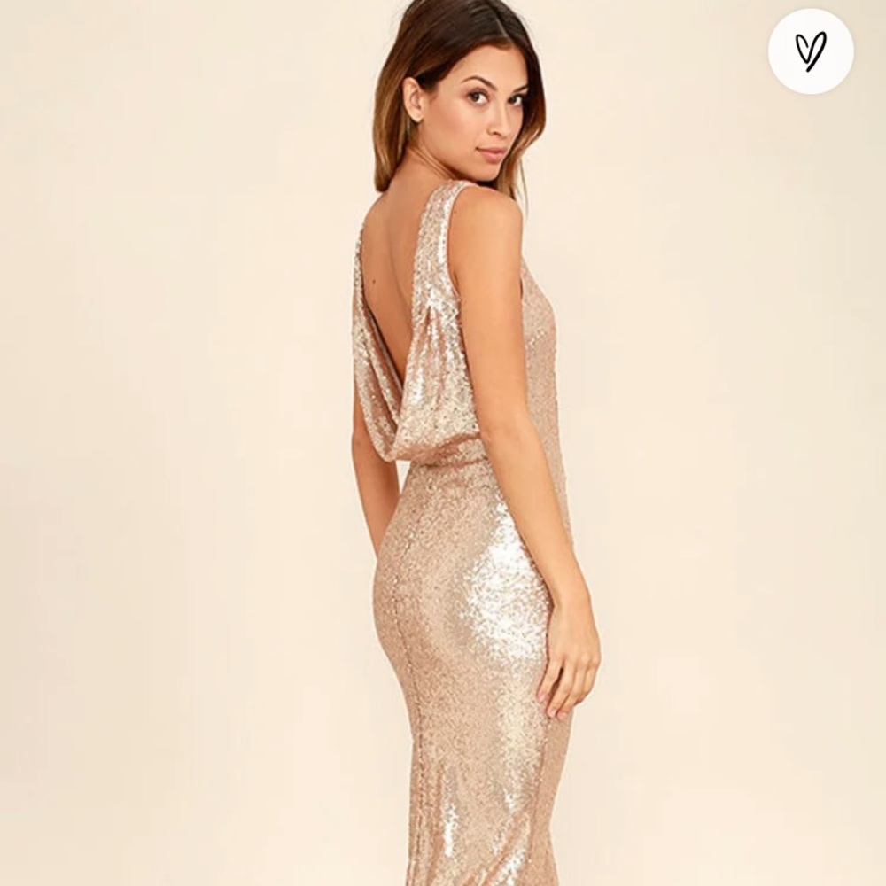 Lulus Matte Rose Gold Sequin Dress